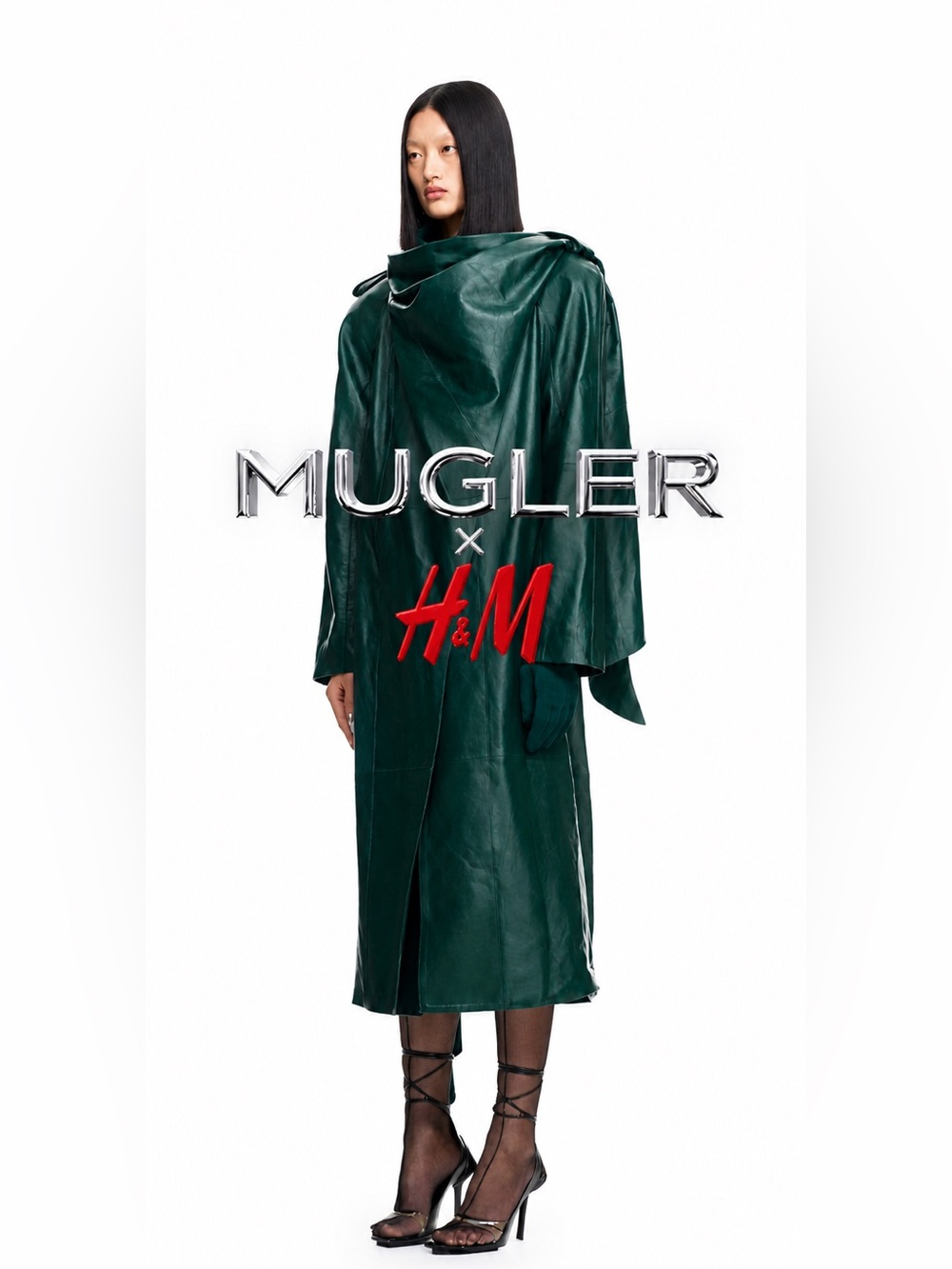 Mugler x H&M Limited Edition Scarf Detail Leather Trenchcoat